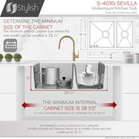 STYLISH 28" Double Bowl 60/40 Reversible Undermount Stainless Steel Kitchen SInk