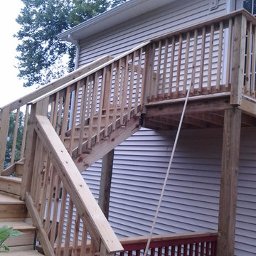 Exterior rear wood staircase