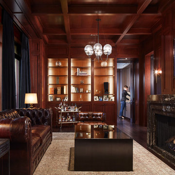 Goethe Street Residence - cherry paneled library