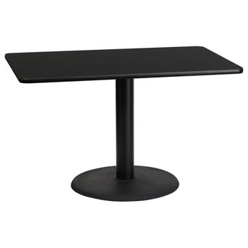 30'' x 48'' Rectangular Black Laminate Table Top,24'' Round Table Height Base