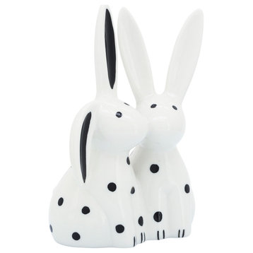Porcelain, 7"H Kissing Bunnies, White