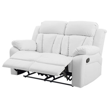Springfield Reclining Love Seat, White Faux Leather