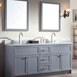 73 inch Transitional Double Sink Bathroom Vanity White Quartz Top - Bathroom Vanities And Sink Consoles
