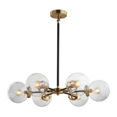 JONATHAN Y Lighting JYL9015 Caleb 6 Light 28"W Chandelier - Black / Brass
