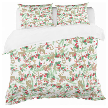 Christmas Decoration in Illustration Cabin and Lodge Duvet Cover, Twin