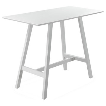 Benzara BM287784 Bar Table, Classic White Aluminum Frame, Rectanglular Top