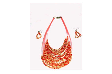 Beadwork necklaces with matching earrings
