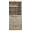Bestar Pur 36W Closet Organizer With Drawers In Rustic Brown