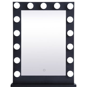 Elegant Decor Brenda 32" x 24" Plug in LED Vanity Mirror in Black