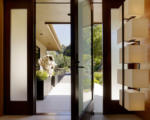 Eingang mit Glastür und brauner Wandfarbe Ideen, Design & Bilder | Houzz