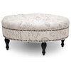 Baxton Studio Palfrey Beige Script Print Modern Tufted Ottoman