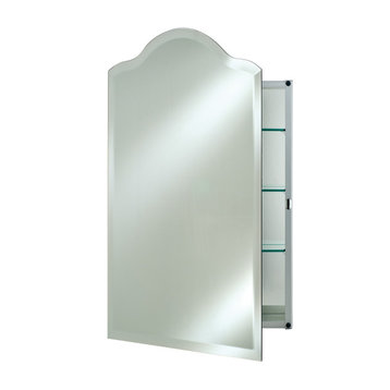 Scallop Top Frameless Medicine Cabinets, 20"x30", Right Hinge