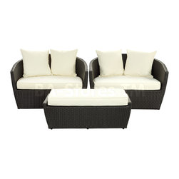 Kindred 3PC Outdoor Sofa Set in Espresso/White - Outdoor Umbrellas