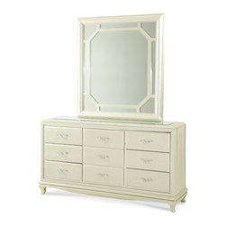 AICO Furniture - After Eight Upholstered Dresser and Mirror in Pearl Croc - 1905 - Bedroom Products
