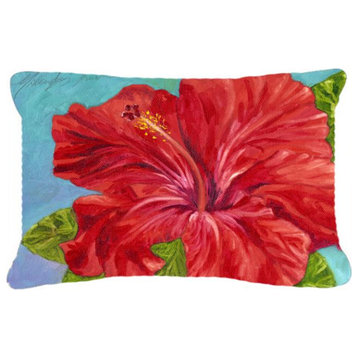 Carolines Treasures  Red Hibiscus by Malenda Trick Fabric Decorative Pillow