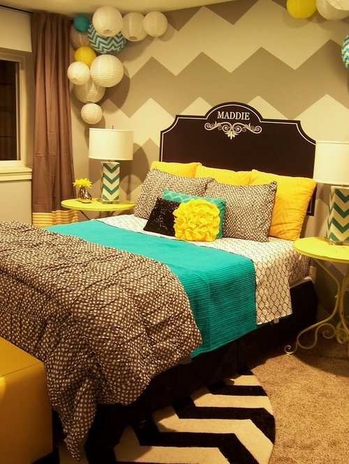 Grey Yellow Turquoise Bedroom Design Ideas, Remodels ...