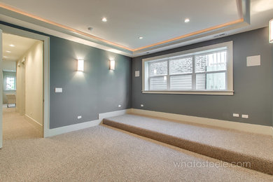 Example of a minimalist home theater design in Chicago