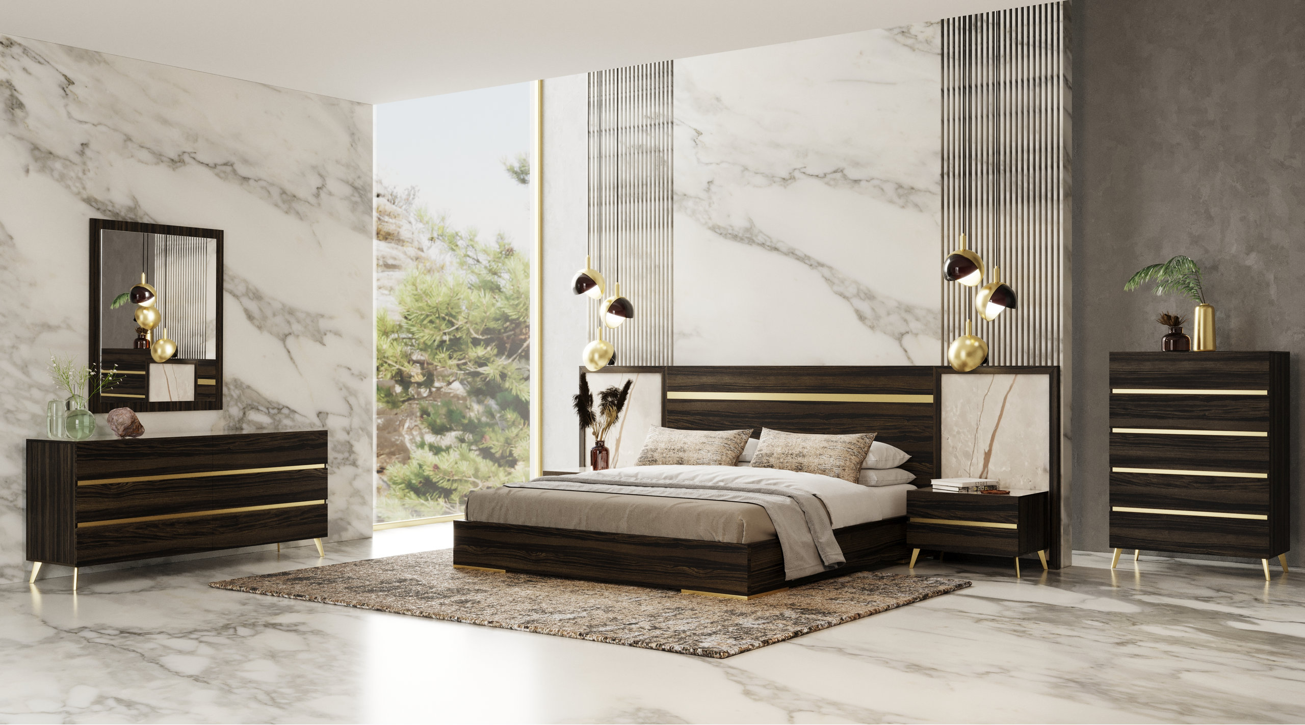 Nova Domus Velondra, Modern Eucalypto + Marble Bedroom Set, Eastern ...
