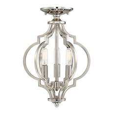 3-Light Semi-Flush Mount, Polished Nickel