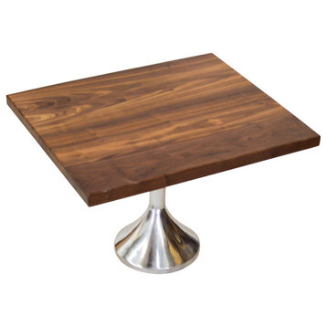 Side Table Walnut Planks, Polished Aluminum Base