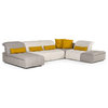 Alexa Italian Modern Light Taupe Fabric Sectional Sofa With Manual Recliner