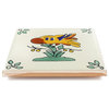 Tierra y Fuego Handmade Ceramic Tile, 4.25x4.25" Eating Bird, Box of 90