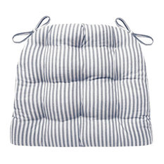 Ticking Stripe Navy Blue Dining Chair Pads, Standard