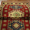 New Morris Collection Hand Knotted Wool Red Super Kazak 2x6 Geometric Rug H5935