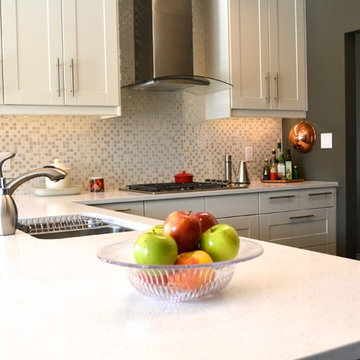 Grimslov (IKEA) white and grey kitchens