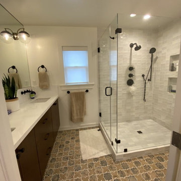 Compact Bathroom Design with Separate Shower Area with Double Vanity