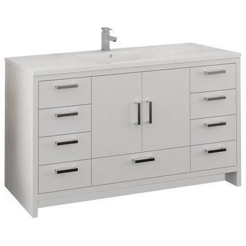 Fresca Imperia 60" Gloss White Cabinet With Integrated Single Sink