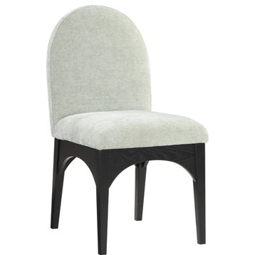 Waldorf Upholstered Dining Chair, Mint, Chenille, Black, Side Chair