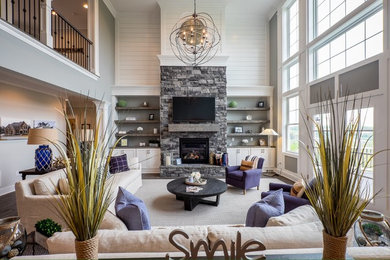 Inspiration for a transitional living room remodel in Cleveland