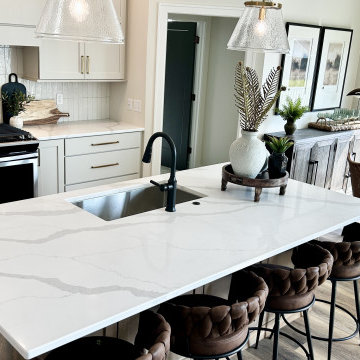 Accessible Beige Painted Kitchen with Birch Almond Accents