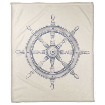 Boat Wheel Navy 50x60 Throw Blanket