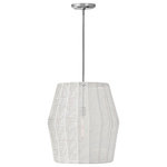Hinkley Lighting - Hinkley Lighting Luca 1-Light Large Conv Pendant, Chrome, 40387PCM - Luca's coastal vibe is permeated with a slightly exotic edge. The bold pendant showcases a robust, woven drum shade, and a full finished cluster for plenty of functional light offered in either Black with Black shade, Polished Chrome with Natural shade, or Black with Camel shade. Luca is part of the Lisa McDennon Collection.