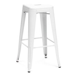 T-5046 MODERN WHITE METAL BAR STOOL - Bar Stools And Counter Stools