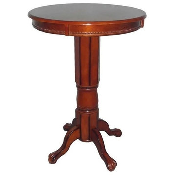 Bowery Hill Traditional Wood Pub Table with Claw and Ball Feet in Brandy Brown