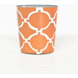 Acadia Orange and Cream Oval Wastebasket - Wastebaskets