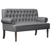 Hermosa Upholstered Settee, Gray, Linen