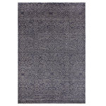 Bareens Designer Rugs - Abstract Ellie Gray/Blue Wool&Silk Rug - 9'0'' x 11'10'' - An elegant hand knotted rug made of finest quality wool and viscous is a brilliant foundation for any room. Breathtaking intricate design with mesmerizing Intricacy with pleasing color palette will enumerate another dimension to your decor.