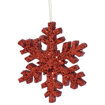 Vickerman L134403 8" Red Glitter Snowflake Christmas Ornament