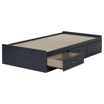 South Shore Ulysses Twin Mates Bed with 3 Drawers in Blueberry