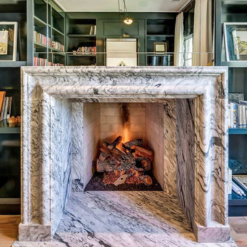Inset Family Fireplace with Pattern Stone