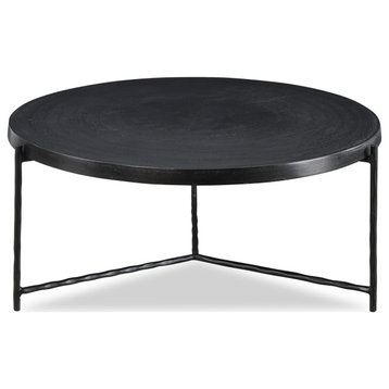 Uttermost 22918 Trellick 36"W Aluminum Top and Iron Coffee Table - Black