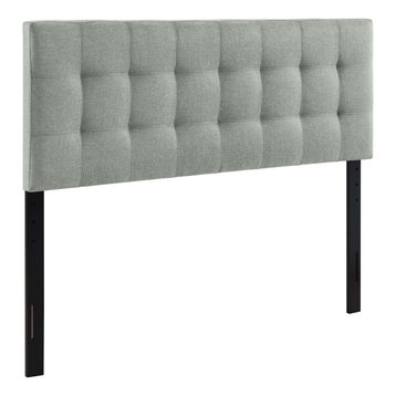 Lily Full Tufted Upholstered Fabric Headboard, Gray