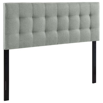 Lily Full Tufted Upholstered Fabric Headboard, Gray