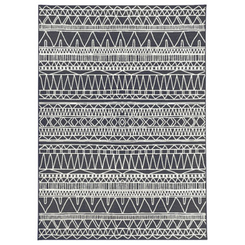 My Magic Carpet Chelsea Tribal Aztec Dark Grey Rug, 5'x7'