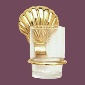 Bathroom Cup Holder Bright Brass Shell Holder 4.5" Proj Renovators Supply