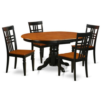 East West Furniture Kenley 5-piece Wood Dining Room Set in Black/Cherry